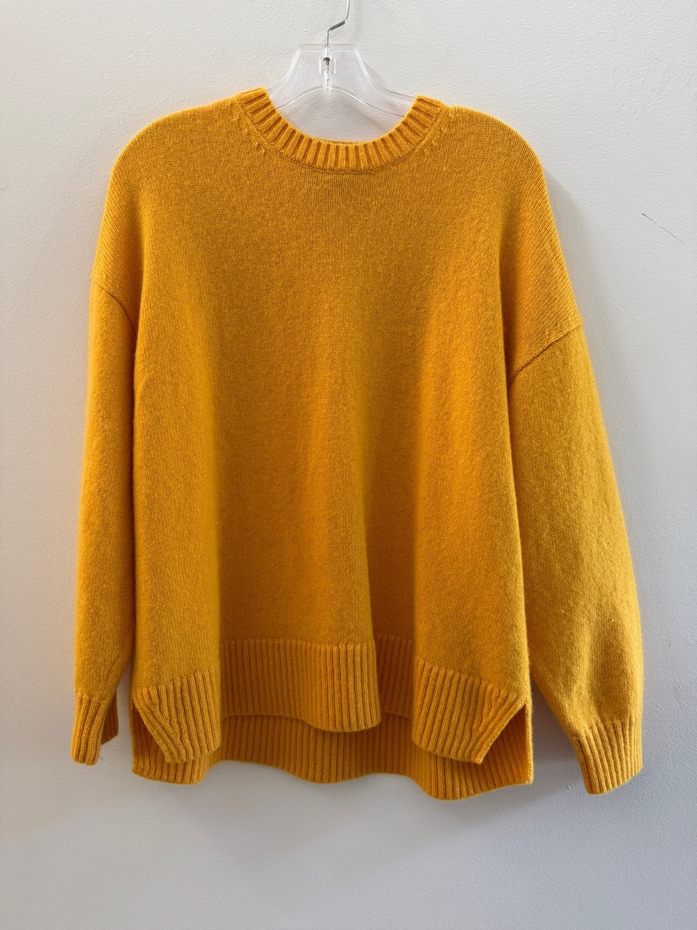 COS Women's Crew Neck Wool Knot Oversized Sweater Size Small Yellow